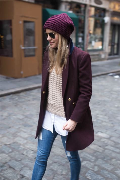 burgundy coat styled snapshots