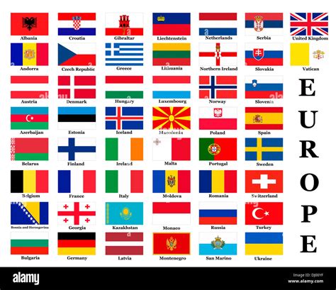 elenco  tutti  paesi europei le bandiere foto stock alamy