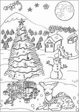 Coloring Christmas Pages Landscape Tree Cute Gifts Adults Printable Lodge Snowman Pretty Color Adult Mandala Doe Just Merry Animal Choose sketch template