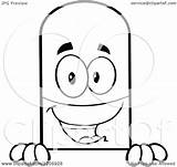 Pill Mascot Edge Sign Happy Over Royalty Clipart Toon Hit Cartoon Vector sketch template