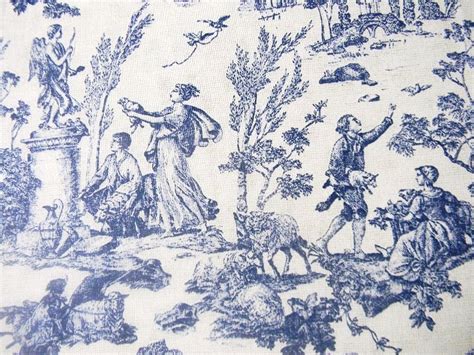 mill creek french country toile fabric blue  yard