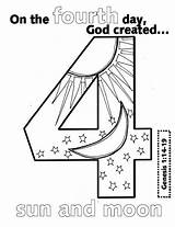 Creation Coloring Pages Days Bible Numbers Looktohimandberadiant God Crafts Gods Kids Sunday School Craft Preschool Activities Genesis Board Story Para sketch template
