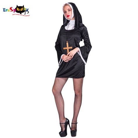 Women Sexy Black Slutty Nasty Blonde Sister Hot Nun Costume Cosplay