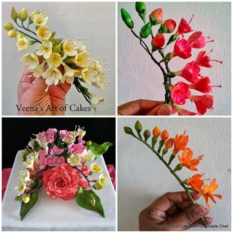 gum paste freesias veenas art  cakes icing flowers fondant