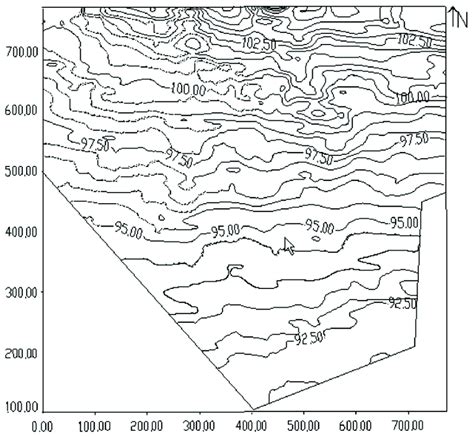 elevacao topografica   area em estudo linhas  cada    scientific diagram