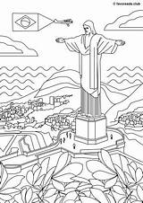 Christ Redeemer Coloring Statue Sights Creative Favoreads Template sketch template
