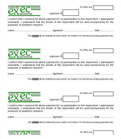 payment receipt samples  word  documents