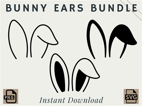bunny ears bundle png svg easter digital  etsy