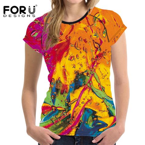 forudesigns mixed color female t shirt bright tee shirts for women
