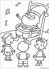 Listening Kids Coloring Singing Santa Christmas Pages Children Color Getcolorings Holidays Coloringpagesonly sketch template