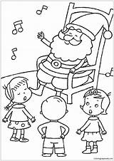 Listening Christmas Pages Santa Kids Coloring Singing Color sketch template