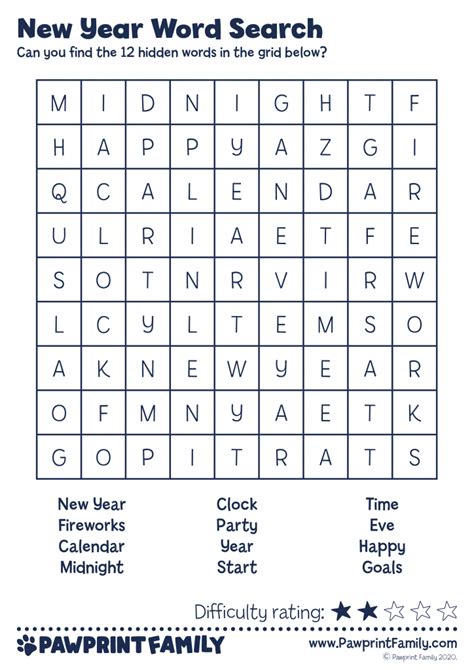 year word searches pawprint family