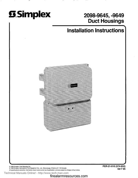 simplex   duct housing installation manual fire alarm resources  fire alarm