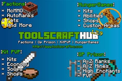 Toolscrafthub Factions Op Prison Kitpvp Hungergames