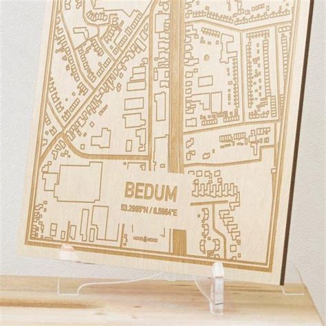 kaart bedum gegraveerde stadskaart hoodwood hout  bolcom
