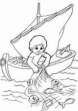 Fisherman Coloring Fishing Fish Catching Pages Kids Nets Drawing Colouring Sheet Printable Clip Boat People Camping Children Drawings Book Bible sketch template