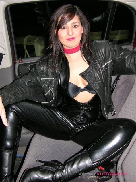 lederlady hot brunette leather jacket girl