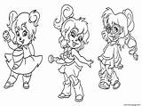 Chipettes Chipmunks Alvin Coloring Pages Printable Color Book sketch template