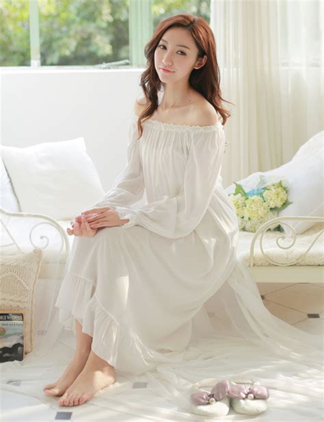 New Female Long Nightgown Women Sleepwear Home Clothes White Palace