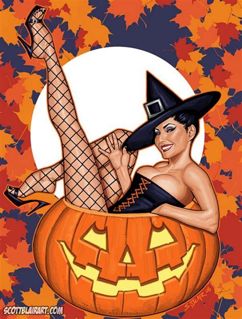 Erotic Halloween Witch Pinup Hot Witch Artwork