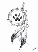 Tattoos Paw Reve 1001 Vont Feathers Aider Dreamcatcher Indianer Attrape Chien Beau Zeichen Catchers Federn Odwiedź Findtattoodesign sketch template