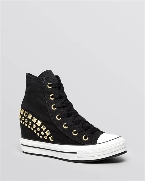 converse lace  high top wedge sneakers  star platform   black lyst