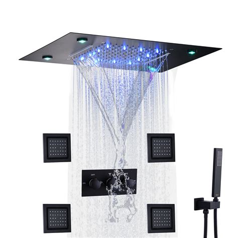 buy dulabrahe waterfall  rain shower system faucet set     led ceiling rainfall