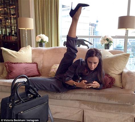 victoria beckham kicks her stiletto into a limber high leg pose in singapore daily mail online