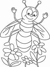 Coloring Bee Honey Pages Flowers Found Three Happy sketch template