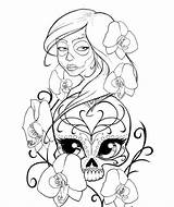 Coloring Skull Pages Sugar Girl Popular Girls sketch template