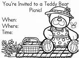 Teddy Picnic Bear Printable Invitations Coloring Kids Bears Pages Cute Activities Craft Iconic Party Considered Gifting Became Toy Popular Items sketch template