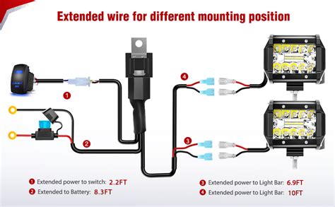 nilight awg led light bar wiring harness kit  leads  onoff  pin rocker switch power