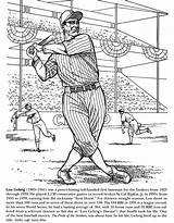 Baseball Coloring Gehrig Pages Dover Publications Cards Legends sketch template
