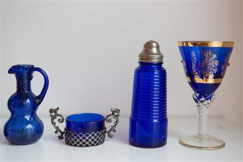 piece glassware antique  vintage collectible navy blue  baby