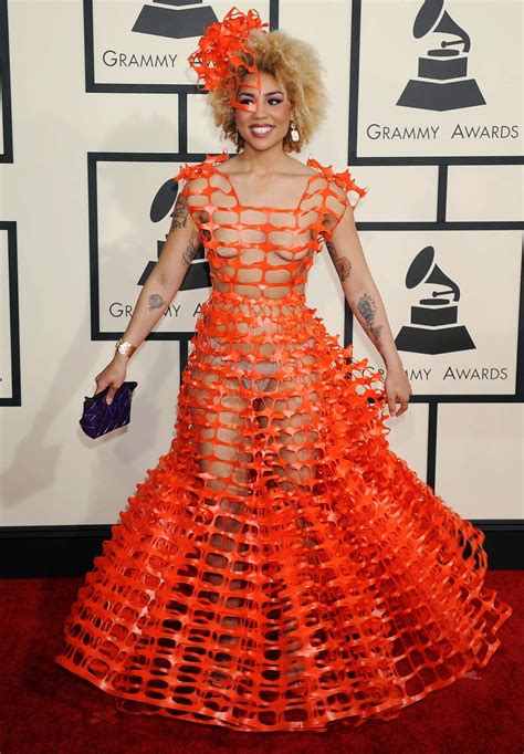 Joy Villa In A Bizarre Orange Gown At The 2015 Grammy