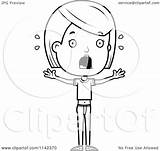 Scared Girl Coloring Clipart Teenage Adolescent Cartoon Outlined Vector Cory Thoman Regarding Notes sketch template
