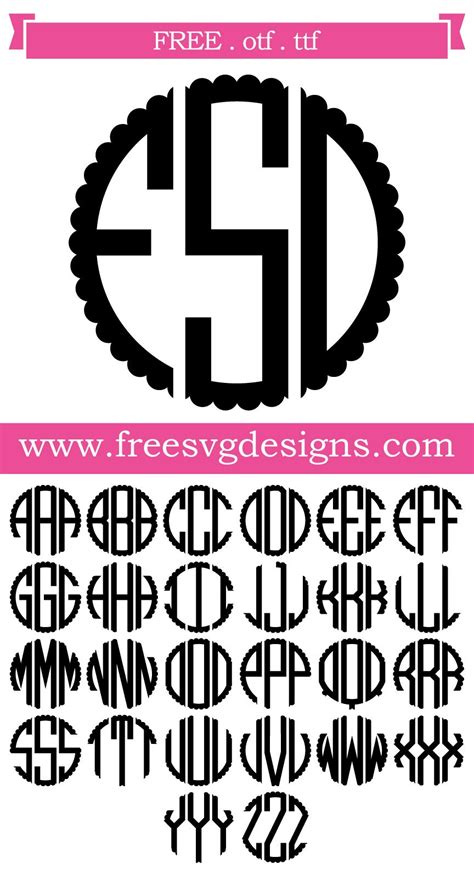 svg files svg png dxf eps scalloped monogram font