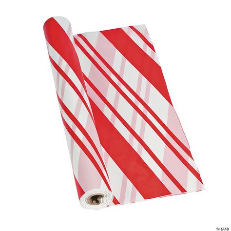 candy cane striped plastic tablecloth roll