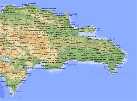 large detailed topographical map  dominican republic  cities