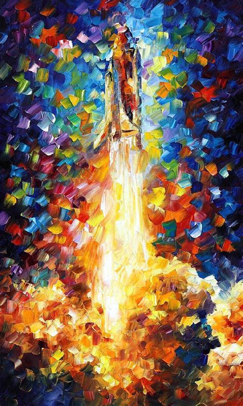 Space Shuttle Palette Knife Oil Painting On Canvas By