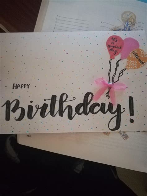 simple birthday card cover   ribbon calligraphy
