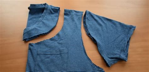 opplooibare booschappentas madame creatief diy clothes upcycle striped top textiles sewing