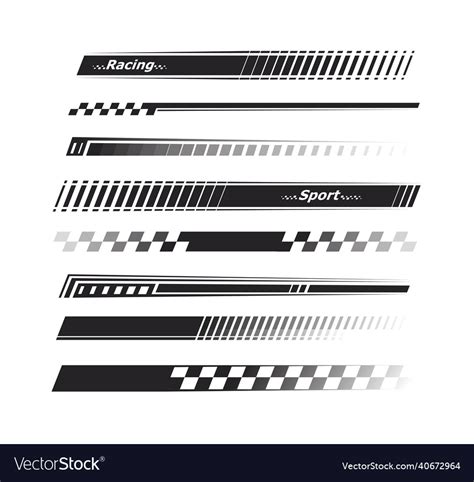 sports stripes car stickers black color racing vector image