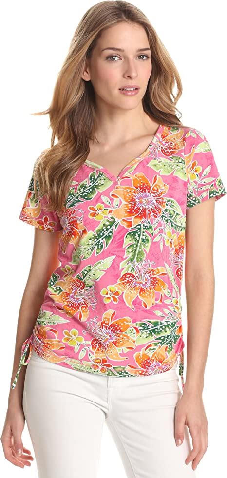 caribbean joe women s side rouch sweetheart top pink puluse x large