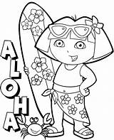 Kolorowanki Kolorowanka Druku Hawaje Aloha Dora Deska Hawajach Dziewczynek Malowanka Dziewczynki sketch template