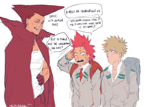 crimson and kirishima eijirou and bakugou katsuki my hero academia manga