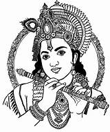 Krishna Flute Mandala sketch template