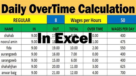 Daily Over Time Calculation In Excel By Learning Center In Urdu Hindi