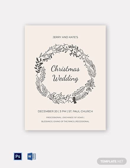 christmas wedding program template word psd templatenet