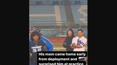 military mom  early  deployment  surprise son  football